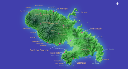 La Martinique est entourée par l'océan atlantique et par la mer des caraïbes